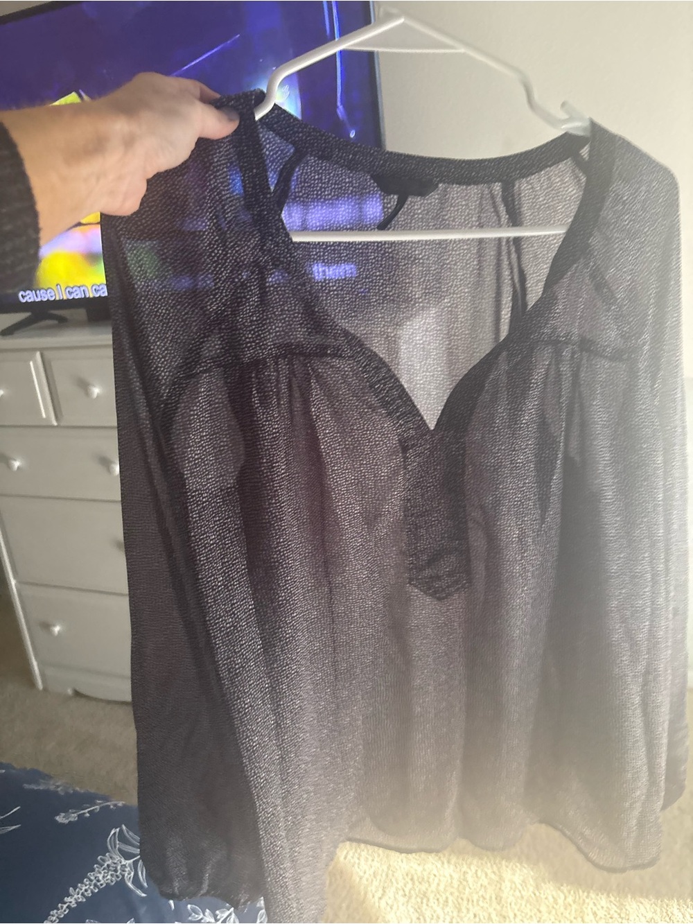 Source Unknown Sheer Black Flowing Camisole Overlay